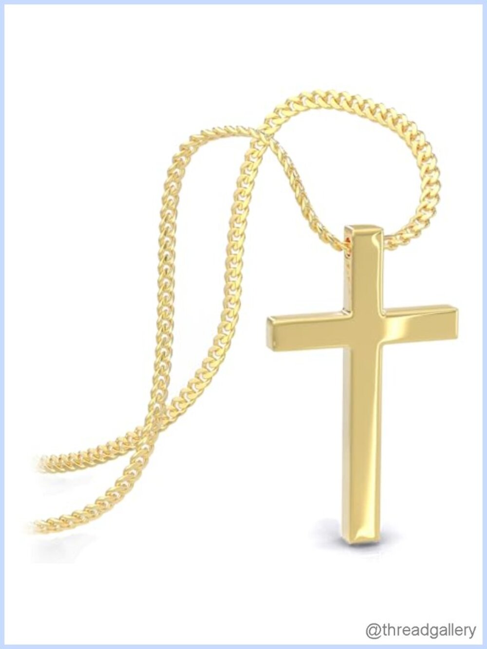 316L Surgical Stainless Steel Cross Pendant Necklace Adjustable 45-50cm